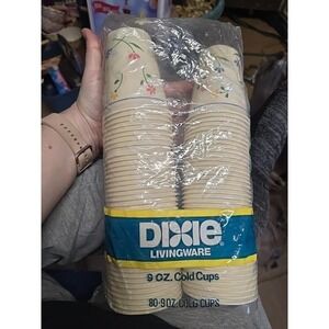 Vintage Dixie Cups 9oz Cold Cups No. 189 Tea Garden 80 Count 1988 New Sealed